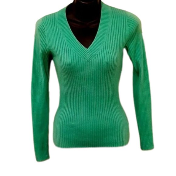 Togo/Hudson's Bay Ribbed Cotton V Neck Sweater- Sz. XS - Picture 1 of 5
